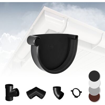RAINWAY - grondaia PVC 130mm - Antracite - Tappo sinistro - Sistema grondaie RAINWAY - grondaia PVC 130mm - Antracite - Tappo sinistro - Sistema grondaie