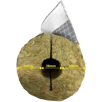 BONI-SHOP® Isolamento Tubi Riscaldamento In Lana Di Roccia, Alluminio, 28mm, 1m BONI-SHOP® Isolamento Tubi Riscaldamento In Lana Di Roccia, Alluminio, 28mm, 1m