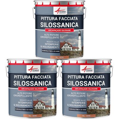 ARCANE INDUSTRIES Pittura Silossanica Per Esterni E Facciate, Ad Alto Potere Idrorepellente - Arcafaçade Siloxane - 3 X 10 L Ocra - Ral 050 60 40 - ARCANE INDUSTRIES Pittura Silossanica Per Esterni E Facciate, Ad Alto Potere Idrorepellente - Arcafaçade Siloxane - 3 X 10 L Ocra - Ral 050 60 40 -
