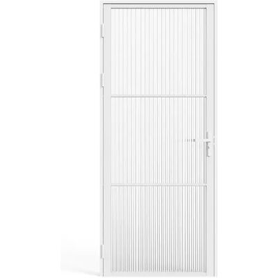Unique Blocco Porta Reversibile In Alluminio E Vetro Temperato Testurizzato - H204 X L73 Cm - Bianco - Maseru Unique Blocco Porta Reversibile In Alluminio E Vetro Temperato Testurizzato - H204 X L73 Cm - Bianco - Maseru