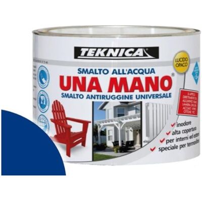 TEKNICA Smalto All'acqua Lucido/opaco Una Mano Antiruggine Univ. Certificato A+haccp - Finitura: Lucido - Colore: Blu - Formato: 125 Ml TEKNICA Smalto All'acqua Lucido/opaco Una Mano Antiruggine Univ. Certificato A+haccp - Finitura: Lucido - Colore: Blu - Formato: 125 Ml