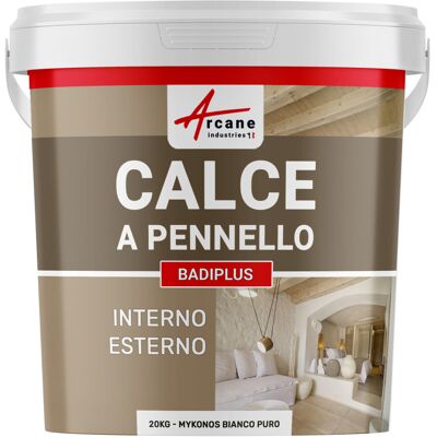 ARCANE INDUSTRIES Calce A Pennello Per Muri Esterni E Interni - Badiplus - 20 Kg (fino A 100 M²) Mykonos Bianco Puro - ARCANE INDUSTRIES Calce A Pennello Per Muri Esterni E Interni - Badiplus - 20 Kg (fino A 100 M²) Mykonos Bianco Puro -