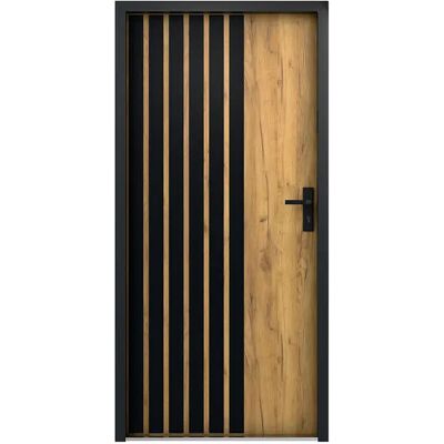 Unique Porta D'Ingresso Piena In Acciaio H207 X L100 Cm Effetto Rovere Con Strisce Nere - Spessore 68 Mm - Apertura Verso Sinistra - Cobrita Unique Porta D'Ingresso Piena In Acciaio H207 X L100 Cm Effetto Rovere Con Strisce Nere - Spessore 68 Mm - Apertura Verso Sinistra - Cobrita