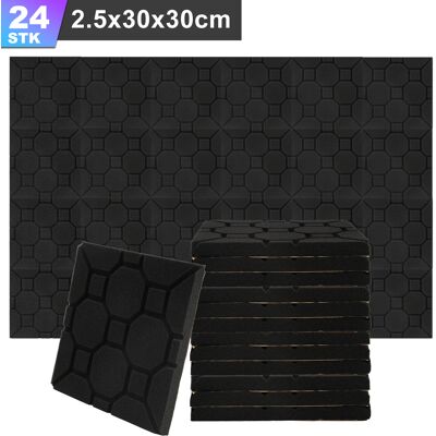 JIUBIAZ 24 Pannelli Acustici Adesivi, Profilo Cubico 30 X 30 X 2.5 Cm, Pannelli Fonoassorbenti Per Un Efficace Isolamento Acustico, Colore Nero JIUBIAZ 24 Pannelli Acustici Adesivi, Profilo Cubico 30 X 30 X 2.5 Cm, Pannelli Fonoassorbenti Per Un Efficace Isolamento Acustico, Colore Nero