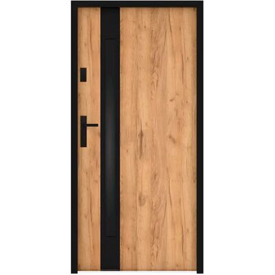 Unique Porta D'Ingresso Apertura A Destra H207 X L100 Cm In Acciaio Pieno E Inox Vetro Fumé Effetto Rovere E Nero Spessore 55 Mm - Braga Unique Porta D'Ingresso Apertura A Destra H207 X L100 Cm In Acciaio Pieno E Inox Vetro Fumé Effetto Rovere E Nero Spessore 55 Mm - Braga
