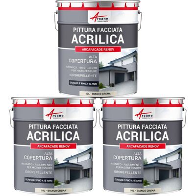 ARCANE INDUSTRIES Pittura Acrilica Per Esterni: Per Facciate Esterne E Stucco - Arcafaçade Renov - 3 X 10 L Bianco Crema - Ral 9001 - ARCANE INDUSTRIES Pittura Acrilica Per Esterni: Per Facciate Esterne E Stucco - Arcafaçade Renov - 3 X 10 L Bianco Crema - Ral 9001 -