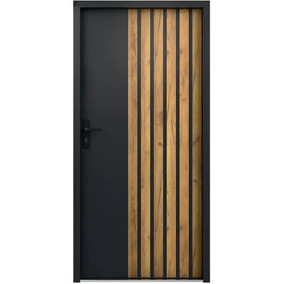 Unique Porta D'Ingresso Piena In Acciaio H207 X L100 Cm Antracite Con Righe Effetto Rovere - Spessore 68 Mm - Apertura Verso Destra - Cobrita Unique Porta D'Ingresso Piena In Acciaio H207 X L100 Cm Antracite Con Righe Effetto Rovere - Spessore 68 Mm - Apertura Verso Destra - Cobrita