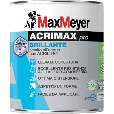 MAX MEYER Acrimax Pro Smalto Bianco Brillante All'acqua Per Legno E Ferro 0,75 L MAX MEYER Acrimax Pro Smalto Bianco Brillante All'acqua Per Legno E Ferro 0,75 L