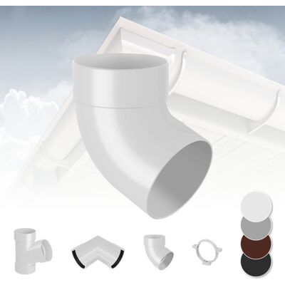 RAINWAY - Sistema Di Grondaie - 130mm In Plastica Pvc, Selezione Di Componenti 130: Bianco, Curva Del Tubo 67° Singola RAINWAY - Sistema Di Grondaie - 130mm In Plastica Pvc, Selezione Di Componenti 130: Bianco, Curva Del Tubo 67° Singola