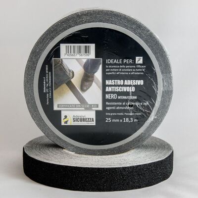 STICKERSLAB Nastro Adesivo Antiscivolo Certificato Colore Nero In Varie Misure Packaging - 25 Mm X 18,3 Mt ( 1 Rotolo) STICKERSLAB Nastro Adesivo Antiscivolo Certificato Colore Nero In Varie Misure Packaging - 25 Mm X 18,3 Mt ( 1 Rotolo)