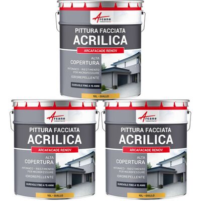 ARCANE INDUSTRIES Pittura Acrilica Per Esterni: Per Facciate Esterne E Stucco - Arcafaçade Renov - 3 X 10 L Giallo - Ral 080 80 60 - ARCANE INDUSTRIES Pittura Acrilica Per Esterni: Per Facciate Esterne E Stucco - Arcafaçade Renov - 3 X 10 L Giallo - Ral 080 80 60 -