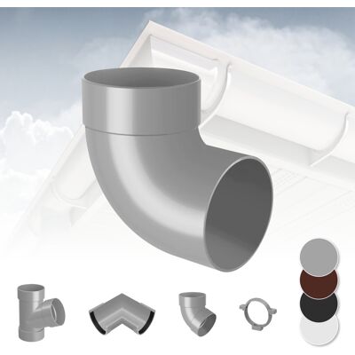 RAINWAY - Sistema Di Grondaie - 130mm In Plastica Pvc, Selezione Di Componenti 130: Grigio, Curva 87° Singola RAINWAY - Sistema Di Grondaie - 130mm In Plastica Pvc, Selezione Di Componenti 130: Grigio, Curva 87° Singola