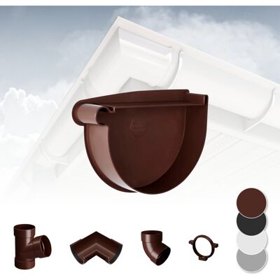 RAINWAY - Sistema Di Grondaie - 130mm In Plastica Pvc, Selezione Di Componenti 130: Marrone, Tappo Del Raccordo A Sinistra RAINWAY - Sistema Di Grondaie - 130mm In Plastica Pvc, Selezione Di Componenti 130: Marrone, Tappo Del Raccordo A Sinistra