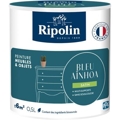 RIPOLIN Vernice Per Mobili E Oggetti - Blu Ainhoa - Satinato - - 0,5l RIPOLIN Vernice Per Mobili E Oggetti - Blu Ainhoa - Satinato - - 0,5l