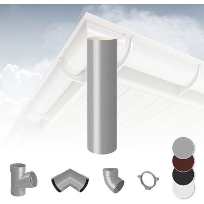 RAINWAY - Sistema grondaie 130mm - Grigio - Downpipe - Sistema grondaie RAINWAY - Sistema grondaie 130mm - Grigio - Downpipe - Sistema grondaie