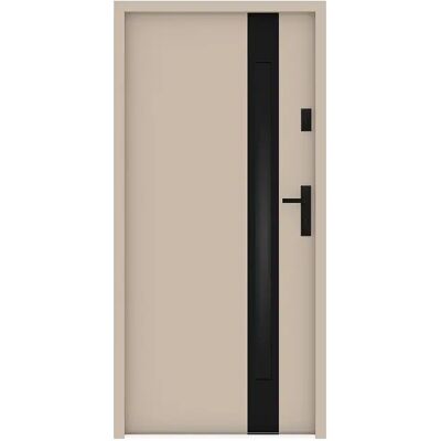 Unique Porta D'Ingresso Apertura A Sinistra H207 X L100 Cm In Acciaio Pieno E Inox Vetro Fumé Beige E Nero Spessore 55 Mm - Braga Unique Porta D'Ingresso Apertura A Sinistra H207 X L100 Cm In Acciaio Pieno E Inox Vetro Fumé Beige E Nero Spessore 55 Mm - Braga