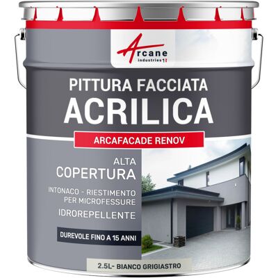 ARCANE INDUSTRIES Pittura Acrilica Per Esterni: Per Facciate Esterne E Stucco - Arcafaçade Renov - 2,5 L (+ O - 15 M² In Una Mano) Bianco Grigiastro - Ral 9002 - ARCANE INDUSTRIES Pittura Acrilica Per Esterni: Per Facciate Esterne E Stucco - Arcafaçade Renov - 2,5 L (+ O - 15 M² In Una Mano) Bianco Grigiastro - Ral 9002 -