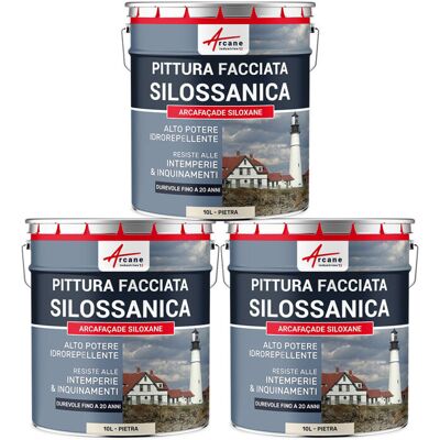 ARCANE INDUSTRIES Pittura Silossanica Per Esterni E Facciate, Ad Alto Potere Idrorepellente - Arcafaçade Siloxane - 3 X 10 L Pietra - Ral 090 90 10 - ARCANE INDUSTRIES Pittura Silossanica Per Esterni E Facciate, Ad Alto Potere Idrorepellente - Arcafaçade Siloxane - 3 X 10 L Pietra - Ral 090 90 10 -