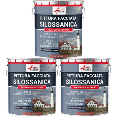 ARCANE INDUSTRIES Pittura Silossanica Per Esterni E Facciate, Ad Alto Potere Idrorepellente - Arcafaçade Siloxane - 3 X 10 L Rosso - Ral 030 50 40 - ARCANE INDUSTRIES Pittura Silossanica Per Esterni E Facciate, Ad Alto Potere Idrorepellente - Arcafaçade Siloxane - 3 X 10 L Rosso - Ral 030 50 40 -