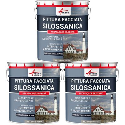 ARCANE INDUSTRIES Pittura Silossanica Per Esterni E Facciate, Ad Alto Potere Idrorepellente - Arcafaçade Siloxane - 3 X 10 L Grigio Pietra - Ral 7030 - ARCANE INDUSTRIES Pittura Silossanica Per Esterni E Facciate, Ad Alto Potere Idrorepellente - Arcafaçade Siloxane - 3 X 10 L Grigio Pietra - Ral 7030 -