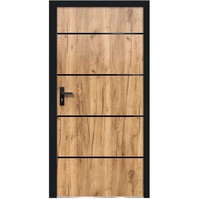Unique Porta D'Ingresso In Acciaio Massiccio E Inox H208.5 X L105 Cm Effetto Rovere - Spessore 90 Mm - Apertura Verso Destra - Naxara Unique Porta D'Ingresso In Acciaio Massiccio E Inox H208.5 X L105 Cm Effetto Rovere - Spessore 90 Mm - Apertura Verso Destra - Naxara