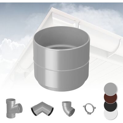 RAINWAY - Sistema Di Grondaie - 130mm In Plastica Pvc, Selezione Di Componenti 130: Grigio, Presa Per Tubi RAINWAY - Sistema Di Grondaie - 130mm In Plastica Pvc, Selezione Di Componenti 130: Grigio, Presa Per Tubi