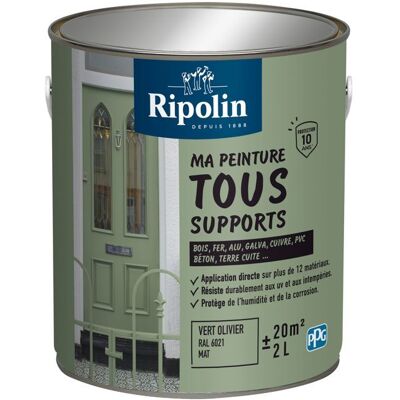 RIPOLIN Pittura Multi-supporto - Verde Oliva - Ral 6021 - Opaco - - 2l RIPOLIN Pittura Multi-supporto - Verde Oliva - Ral 6021 - Opaco - - 2l