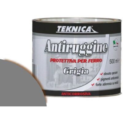 TEKNICA Smalto Antiruggine Grigio Primer Fondo Per Ferro Alta Copertura 500 Ml TEKNICA Smalto Antiruggine Grigio Primer Fondo Per Ferro Alta Copertura 500 Ml