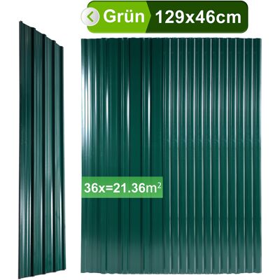 WOLKETON Pannelli Per Tetto 36 Pz 129x46 Cm, Acciaio Zincato Verde, 21 M², Lamiera Profilata Per Tetto E Parete WOLKETON Pannelli Per Tetto 36 Pz 129x46 Cm, Acciaio Zincato Verde, 21 M², Lamiera Profilata Per Tetto E Parete