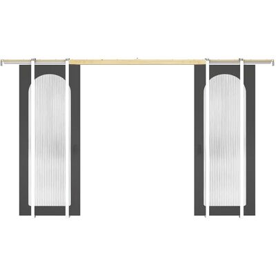 Unique Porta Scorrevole Doppia Con Sistema A Scomparsa In Legno E Mdf - Arco Nero E Vetro Temperato Scanalato - 2 X H205 X L83 Cm - Odeza Unique Porta Scorrevole Doppia Con Sistema A Scomparsa In Legno E Mdf - Arco Nero E Vetro Temperato Scanalato - 2 X H205 X L83 Cm - Odeza