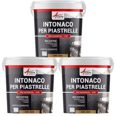 ARCANE INDUSTRIES Intonaco Per Piastrelle Del Bagno E Cucina, Su Pavimento E Pareti - Arcamineral - 3x 20 Kg Rame - ARCANE INDUSTRIES Intonaco Per Piastrelle Del Bagno E Cucina, Su Pavimento E Pareti - Arcamineral - 3x 20 Kg Rame -