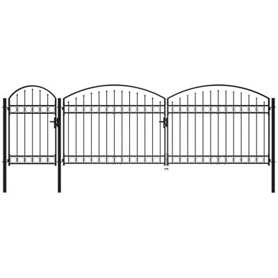 VIDAXL Cancello Da Giardino Ad Arco In Acciaio 2x5 M Nero VIDAXL Cancello Da Giardino Ad Arco In Acciaio 2x5 M Nero