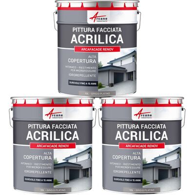 ARCANE INDUSTRIES Pittura Acrilica Per Esterni: Per Facciate Esterne E Stucco - Arcafaçade Renov - 3 X 10 L Grigio Platino - Ral 7036 - ARCANE INDUSTRIES Pittura Acrilica Per Esterni: Per Facciate Esterne E Stucco - Arcafaçade Renov - 3 X 10 L Grigio Platino - Ral 7036 -