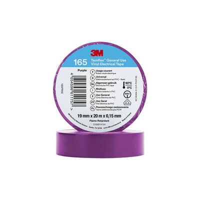 Nastro isolante elettrico 3M Temflex 165 - PVC, 19mm x 20m, Viola Nastro isolante elettrico 3M Temflex 165 - PVC, 19mm x 20m, Viola