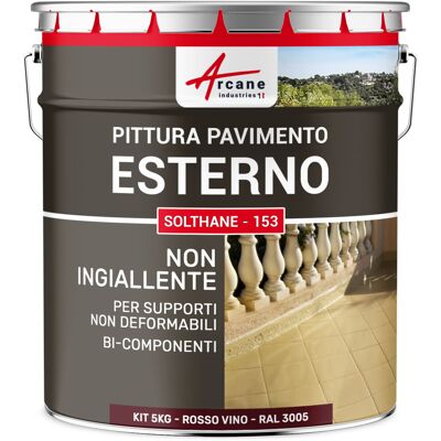ARCANE INDUSTRIES Vernice Per Cemento Esterno Calpestabile - Solthane - 153 - 5 Kg Rosso Vino - Ral 3005 - ARCANE INDUSTRIES Vernice Per Cemento Esterno Calpestabile - Solthane - 153 - 5 Kg Rosso Vino - Ral 3005 -