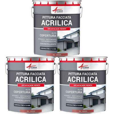 ARCANE INDUSTRIES Pittura Acrilica Per Esterni: Per Facciate Esterne E Stucco - Arcafaçade Renov - 3 X 10 L Rosso - Ral 030 50 40 - ARCANE INDUSTRIES Pittura Acrilica Per Esterni: Per Facciate Esterne E Stucco - Arcafaçade Renov - 3 X 10 L Rosso - Ral 030 50 40 -