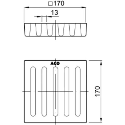 ACO Griglia A Fessura 170x170/m125/ghisa/verniciatura Per Scarico A Pavimento Dn100, 5095.00.20 ACO Griglia A Fessura 170x170/m125/ghisa/verniciatura Per Scarico A Pavimento Dn100, 5095.00.20