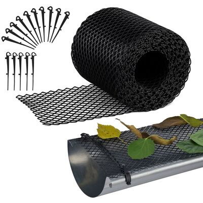 RELAXDAYS 2 X Protezioni Per Grondaie, Lunghe 6 M, Larghe 15 Cm, Con 30 Clip, In Plastica, Nere RELAXDAYS 2 X Protezioni Per Grondaie, Lunghe 6 M, Larghe 15 Cm, Con 30 Clip, In Plastica, Nere