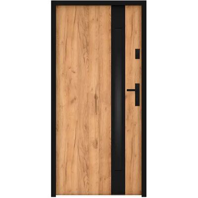 Unique Porta D'Ingresso Apertura A Sinistra H207 X L100 Cm In Acciaio Pieno E Inox Vetro Fumé Effetto Rovere E Nero Spessore 55 Mm - - Braga Unique Porta D'Ingresso Apertura A Sinistra H207 X L100 Cm In Acciaio Pieno E Inox Vetro Fumé Effetto Rovere E Nero Spessore 55 Mm - - Braga