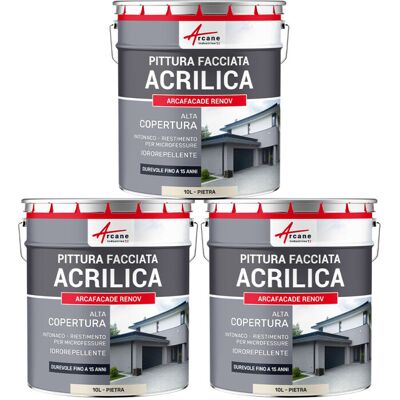 ARCANE INDUSTRIES Pittura Acrilica Per Esterni: Per Facciate Esterne E Stucco - Arcafaçade Renov - 3 X 10 L Pietra - Ral 090 90 10 - ARCANE INDUSTRIES Pittura Acrilica Per Esterni: Per Facciate Esterne E Stucco - Arcafaçade Renov - 3 X 10 L Pietra - Ral 090 90 10 -
