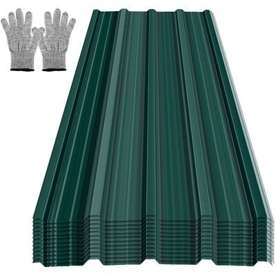 RANDACO Pannelli Per Tetto 12 Pz 129x46 Cm, Acciaio Zincato Verde, 7 M², Lamiera Profilata Per Tetto E Parete RANDACO Pannelli Per Tetto 12 Pz 129x46 Cm, Acciaio Zincato Verde, 7 M², Lamiera Profilata Per Tetto E Parete