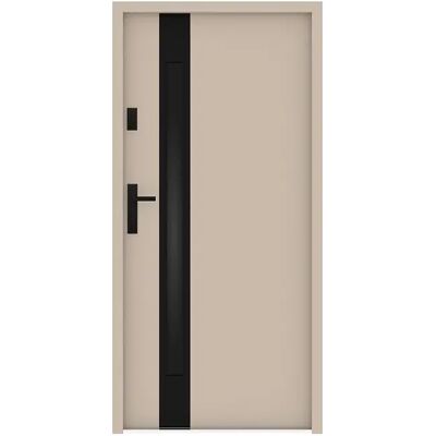 Unique Porta D'Ingresso Apertura A Destra H207 X L100 Cm In Acciaio Pieno E Inox Vetro Fumé Beige E Nero Spessore 55 Mm - Braga Unique Porta D'Ingresso Apertura A Destra H207 X L100 Cm In Acciaio Pieno E Inox Vetro Fumé Beige E Nero Spessore 55 Mm - Braga