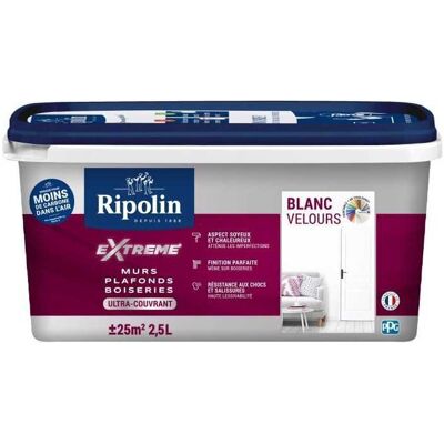 Vernice velluto RIPOLIN - Ultra coprente - Bianco - 2,5L Vernice velluto RIPOLIN - Ultra coprente - Bianco - 2,5L
