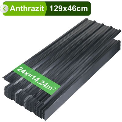 WOLKETON Pannelli Per Tetto 24 Pz 129x46 Cm, Acciaio Zincato Antracite, 14 M², Lamiera Profilata Per Tetto E Parete WOLKETON Pannelli Per Tetto 24 Pz 129x46 Cm, Acciaio Zincato Antracite, 14 M², Lamiera Profilata Per Tetto E Parete