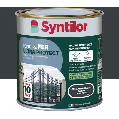 SYNTILOR Vernice Per Esterni Ultra Protect Per Ferro E Alluminio, Grigio Antracite Satinato, 0,5 L SYNTILOR Vernice Per Esterni Ultra Protect Per Ferro E Alluminio, Grigio Antracite Satinato, 0,5 L