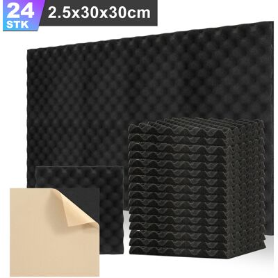 JIUBIAZ 24 Pannelli Acustici Adesivi, Profilo Ondulato 30 X 30 X 2.5 Cm, Pannelli Fonoassorbenti Per Un Efficace Isolamento Acustico, Colore Nero JIUBIAZ 24 Pannelli Acustici Adesivi, Profilo Ondulato 30 X 30 X 2.5 Cm, Pannelli Fonoassorbenti Per Un Efficace Isolamento Acustico, Colore Nero