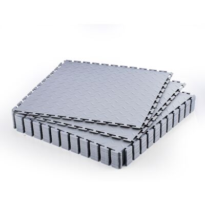 VEVOR Piastrelle Per Pavimenti Da Garage Confezione Da 16, Piastrelle Modulari A Incastro Da 513 X 513 X 5 Mm, Tappetini Antiscivolo In Pvc Con Piastra Diamantata Per Officina, Magazzino, Argento VEVOR Piastrelle Per Pavimenti Da Garage Confezione Da 16, Piastrelle Modulari A Incastro Da 513 X 513 X 5 Mm, Tappetini Antiscivolo In Pvc Con Piastra Diamantata Per Officina, Magazzino, Argento