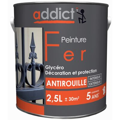 Addict - Vernice Antiruggine Per Ferro, Nero Intenso, 2,5 Litri, Per Interni Ed Esterni Addict - Vernice Antiruggine Per Ferro, Nero Intenso, 2,5 Litri, Per Interni Ed Esterni