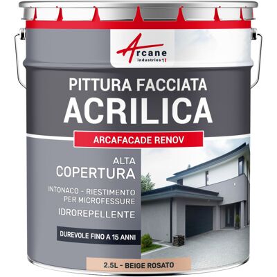 ARCANE INDUSTRIES Pittura Acrilica Per Esterni: Per Facciate Esterne E Stucco - Arcafaçade Renov - 2,5 L (+ O - 15 M² In Una Mano) Bianco Crema - Ral 9001 - ARCANE INDUSTRIES Pittura Acrilica Per Esterni: Per Facciate Esterne E Stucco - Arcafaçade Renov - 2,5 L (+ O - 15 M² In Una Mano) Bianco Crema - Ral 9001 -