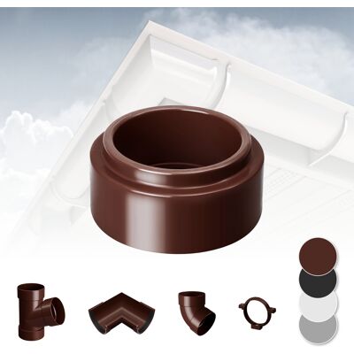 RAINWAY - Sistema Di Grondaie - 130mm In Plastica Pvc, Selezione Di Componenti 130: Marrone, Connettore A Gomito RAINWAY - Sistema Di Grondaie - 130mm In Plastica Pvc, Selezione Di Componenti 130: Marrone, Connettore A Gomito